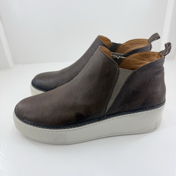 J/SLIDES Shoes - J/Slides Mika Platform Chelsea Sneaker Booties Womens 8.5 Brown Leather Slip On